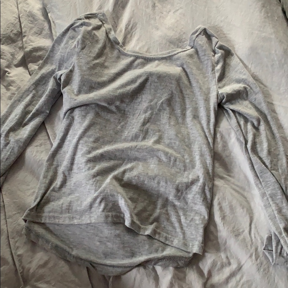 Grey scoop neck top